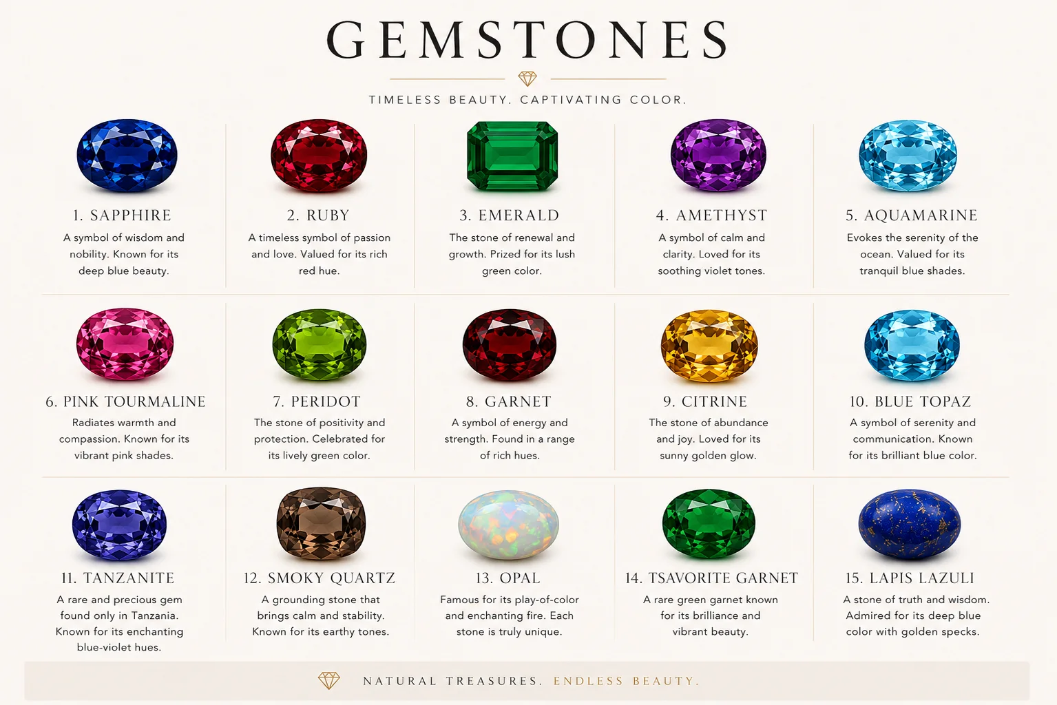 Precious gemstones offered by Maison Facelis